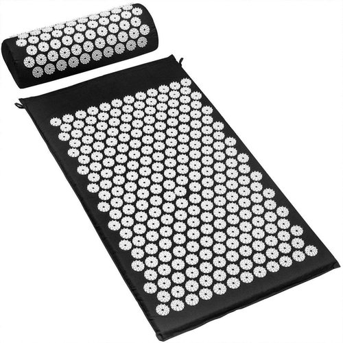 Sivan Back and Neck Pain Relief Acupressure Mat and Pillow Set, Chronic Back Pain Treatment - Relieves Your Stress of Lower Upper Back and Sciatic Pain - Black