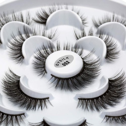 DYSILK Eyelashes Cat Eye Lashes - False Eyelashes Natural 10 Pairs 6D Faux Lashes Pack Fluffy Lashes Wispy Mink Natural Look Fake Lashes Reusable False Eyelashes | 14.5mm