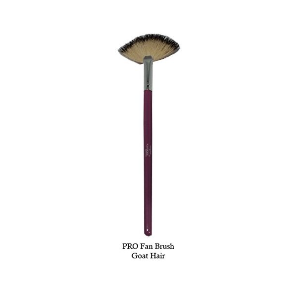 Tootloo Professional High PRO Fan Brush 2-Tone (Off-White and Black) Goat Hair Bristles 7" Black Wooden Handle. For eye shadow, blush, powder, foundation, and lips. (Lavender)