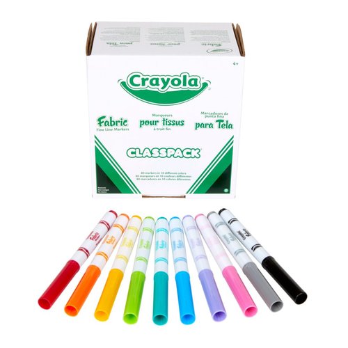 Crayola Fabric Marker Classpack, Ten Assorted Colors, 80/Box