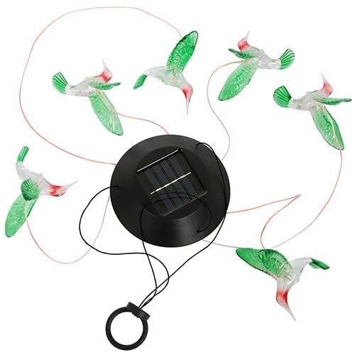 [Pack of 2] LED Solar Hummingbird Wind Chime Solar String Lights 6 LEDs Color-Changing IP65 Waterproof Decorative Lamp Lighting for Home Garden Fence Party