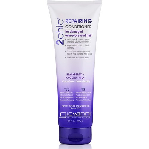 GIOVANNI 2chic Ultra-Repairing Conditioner - For Damaged, Over-Processed Hair, Helps Restore Hair's Natural Elasticity, Blackberry & Coconut Milk, Argan, Keratin, Shea Butter - 8.25 oz. Each