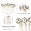 Lawie 4 Pack Jeweled Gems Crystal Rhinestone Glitter Sparkly Metal Side Hair Combs With Long Teeth Slide Hair Clips Barrettes French Twist Bun Chignon Thin Thick Hair Holder Accessories for Women