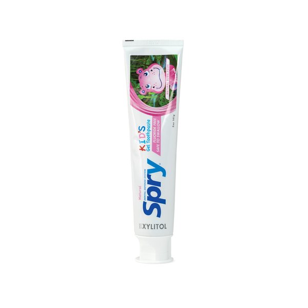 Spry Xylitol Toothpaste for Kids 5oz. Fluoride Free Toothpaste, Teeth Whitening Kids Toothpaste with Xylitol, Natural Breath Freshening, Mouth Moisturizing Ingredients, Bubble Gum (Pack of 1)