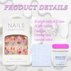 Short Press on Nails Square MABKJLF Fake Nails Full Cover False Nails with Color Flower Designs Glossy False Nails with Nail Glue Nail Accessories Artificial Acrylic Nails for Women Girls 24 Pcs