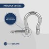 Five Oceans 5/8 Screw Pin Bow Shackles, Stainless Steel Anchor Shackle for Boat, Sailboat FO430