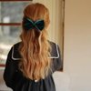 4.5" Christmas Dark Green Velvet Ribbon Hair Bow Alligator Clips Cheer Barrettes Pins Girls Christmas Party Dress Outfit Decor Accessory Teen Toddler Women Kids Xmas Gift