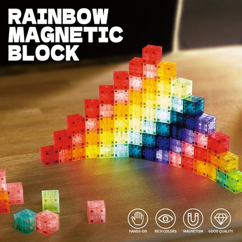 VJOALIN 72 PCS Magnetic Blocks for Toddler Toy 3-8, Night Light Magnetic Building Blocks for Kids, 9 Colors Magnet Blocks for Christmas Birthday Present