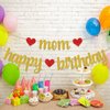 Mom Happy Birthday Banner, Cheers to Monther's Birthday Party Decorations Decors, Women's Birthday/Annversary Party Supplies, Gold&Red Glitter