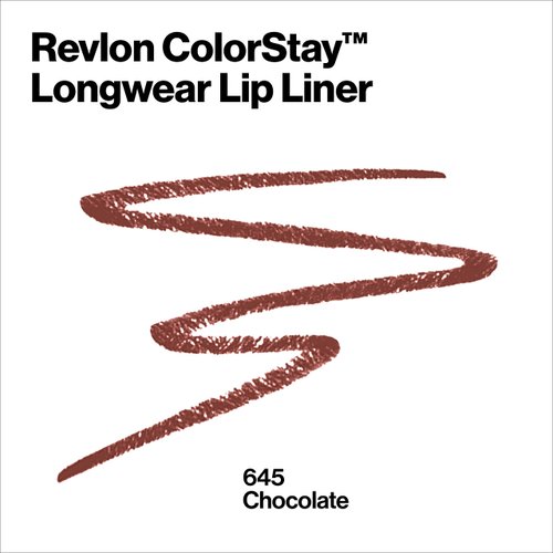 Revlon ColorStay Lip Liner, Lip Makeup Stocking Stuffers for Women, With Built-In Sharpener, Longwear Rich Lip Colors, 645 Chocolate, 0.01 oz