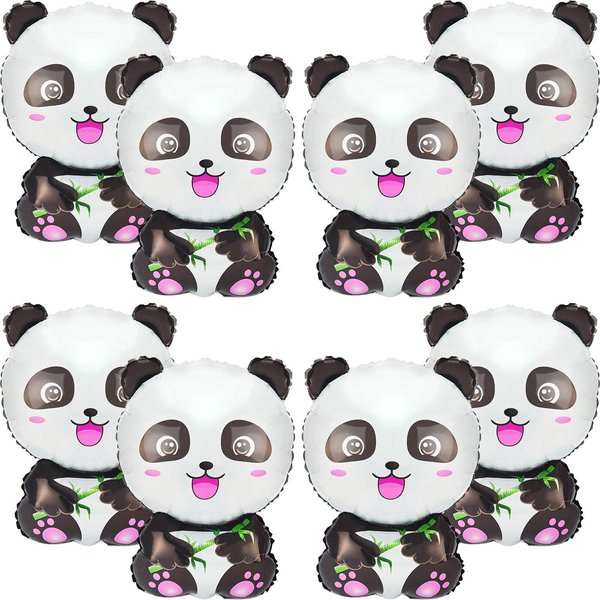 8 Pieces Panda Balloons Cartoon Panda Shaped Foil Balloons Zoo Animal Balloons Panda Party Supplies Happy Birthday Panda Balloons for Kids Jungle Animals Theme Birthday Party Decors