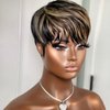 PangDongLai 10A Pixie Cut Wigs for Black Women 1b/30 Color Short Layered Pixie Human Hair Wigs With Bangs Brazilian Virgin Human Hair Wigs for Women Glueless Full Machine Made Wigs