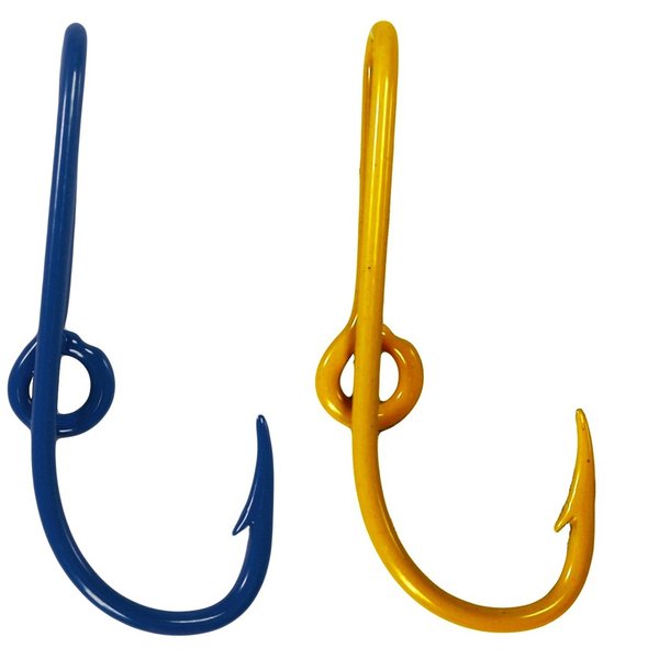 BT Outdoors Custom Colored Eagle Claw Team Spirt Hat Fish Hook Pins One Blue and One Gold Hat Hook Clip