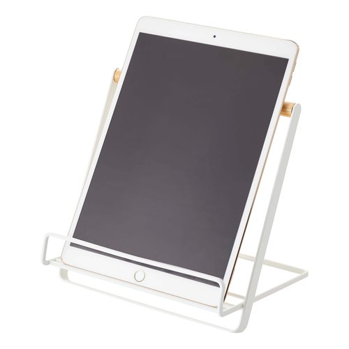 Yamazaki Home Tosca Cookbook Stand - Kitchen Cooking Recipe Holder for Counter - Steel + Wood