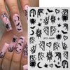8 Sheets Halloween Nail Art Stickers Decals Spider Web Nail Stickers 3D Self-Adhesive White Black Gold and Silver Glitter Spider Web Designs Nail Decals Decorations for Women Halloween Nail Charms