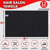 HOMERHYME Black Salon Towels, 12 Pack Bulk Hand Towels, Quick Dry Microfiber Hair Towels, Soft Absorbent Gym Towels for Working Out, Bathroom, Spa & Hair Care (Not Bleach Proof) 16'' X 27''