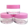 Beauticom 24 20g gram Round Clear Container Sample Jars with Pink Lid For Cream Cosmetic Travel Lip Balm Sampling Powder etc.