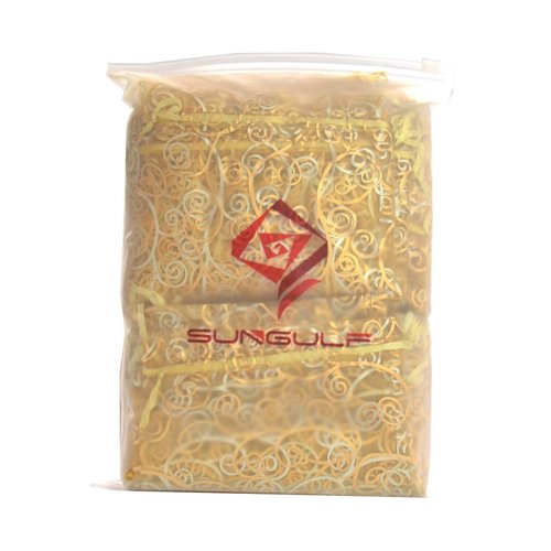 SUNGULF 100pcs Organza Pouch Bag Drawstring 6"x8" Strong Gift Candy Bag Jewelry Party Wedding Favor (Gold flower vine Print)