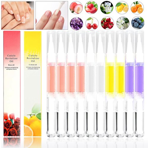 xlehoely 10 PCS Cuticle Oil Pen,Nail Oil Cuticle Pens for Nails Moist and Treatment,10 Fruit Plant Fragrance Cuticle Repair Oil Pen for Nail Care,Nail Cuticle Oil Pen Nourishment Polish with Vitamins