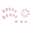 BABALAL Square Press on Nails Medium Fake Nails Pink White French Glue on Nails Squoval Acrylic Nails 3d Flower Rhinestones Stick on Nails for Women and Girls