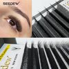 SEEDEW 6D Lash Extensions, 0.07mm D Curl 10mm 12 Rows/Tray, W Shape Flat Stem, Korean PBT Mega Volume False Eyelashes Grafting for Beginner Artist, Lash Tech, Beauty Salon(6D-Matte Black-0.07-D-10mm)