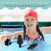 2 Pack Kids Swim Caps for Long/Short Hair, Unisex Silicone Swimming Cap for Age 3-15 Children Toddler Youth Teen, Waterproof Shower Cap Bathing Hats for Girls Boys with Ear Plugs & Nose Clip-8