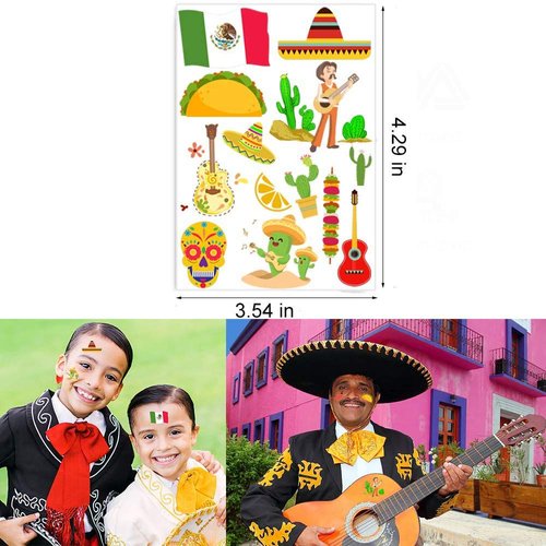 440PCS Mexican Fiesta Tattoos for Kids - Cinco de Mayo/Pool Summer Baby Shower Birthday Party Supplies Goodie Bag Stuffers Favors Cactus Chili Stickers(30 Sheet)