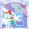 Wonderjune Mermaid Birthday Number Sign Centerpiece for Girls Wooden Mermaid Party Number Table Sign Decoration Mermaid Party Supplies for Birthday Anniversary (Number 3)