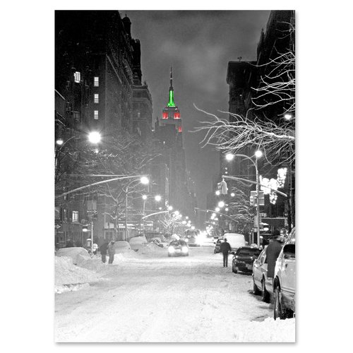Empire State Building Christmas Night New York Christmas Holiday Greeting Card Set of 6-5x7 Inch Note Cards - Envelopes Included. Unique Holiday Stationery Collection Christmas in NYC