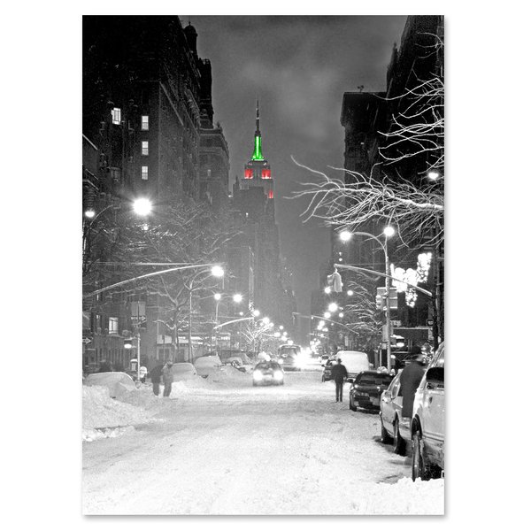 Empire State Building Christmas Night New York Christmas Holiday Greeting Card Set of 6-5x7 Inch Note Cards - Envelopes Included. Unique Holiday Stationery Collection Christmas in NYC