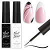 Makartt Gel Nail Polish Liner Set 8ML 2 Colors White and Black for Winter French Nail Art French Tips Swirls DIY Manicure Soak Off UV Curing with Thin Brush
