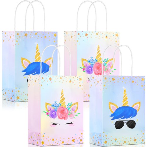 16 Pcs Unicorn Party Favor Bags for Unicorn Birthday Party Supplies, Unicorn Gift Bag Unicorn Par...