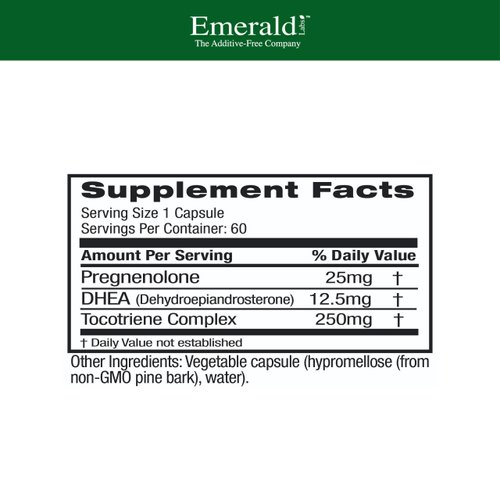 Ultra Botanicals Emerald Labs DHEA 25mg - Adrenal Support Supplement to Help Hormone Balance* - Includes DHEA - Gluten-Free - 60 Vegetable Capsules (30-Day Supply)