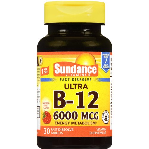 Sundance Vitamin B12 6000 mcg Tablets, 30 Count