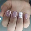 24 Pcs Press on Nails Short Lotus Root Pink Color Fake Nails Square with Glitter Designs Marble Pattern False Nails Glossy Acrylic Nails for Women Reusable Glue on Nails