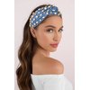 Crystal Velvet Headband Cross Knotted Turban Headdress Colorful rhinestone Statement Wide Hair Band Hoop Accessories For Women Girls (Blue)
