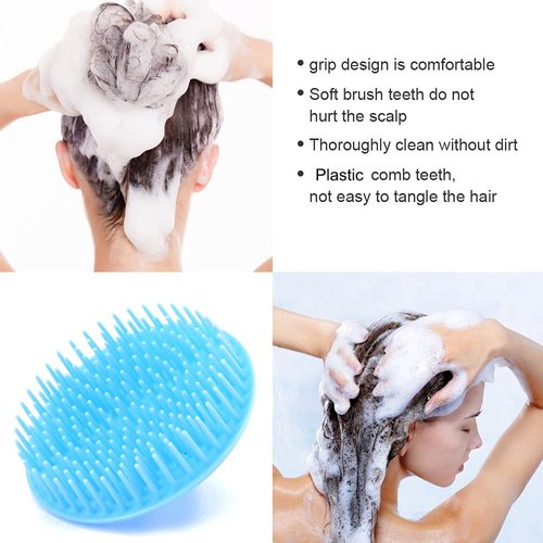 Gouccpu 2 Pack Hair Scalp Massager Shampoo Brush Shower Head Scrubber Cleanser Massage Comb for Hair Growth Ease Dandruff Removal and Head Relaxation for Women and Men or Pets (Blue)