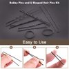 Wokape 380Pcs 2 Inch Black Bobby Pins and 2.4 Inch U Shaped Hair Pins with Black Rubber Bands Soft Elastic Bands Assortment Kit, Blonde Hair Pins for Buns Women Girls with Storage Box