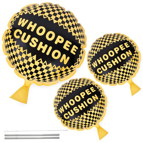LovesTown 3PCS Whoopee Cushions, 10 inch and 6 inch Fun Toys Yellow Fart Pillow Prank Toys for Novelty Party Favors