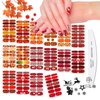 JERCLITY 224 Pieces 16 Sheets Holiday Nail Polish Strips Set Christmas Nail Strips Full Nail Wraps Self-Adhesive Maple Leaf Fall Nail Wraps for Women Nail Art with Nail File