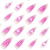 Vopintpy Pink 3D Heart Press on Nails Extra Long Glitter Ballerina Fake Nails Stilettos Acrylic Glue on Nails with Design Reusable Full Cover Stick on Nails for Women DIY Charm Manicure