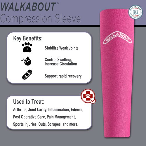 WALKABOUT Compression Sleeve for Dogs, Canine Leg Brace to Heal Wounds, Hygromas, Treat Arthritis and Injury with 360° Support Sleeve for Pain Relief, and Elbow Pad Protection