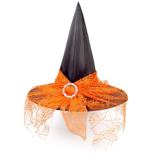 LKQBBSZ Halloween Witch Hat for Women Lace Veils Hanging Witch Hats for Halloween Cosplay Costume Accessories Party Supplies (Orange)