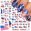winthrop 12 Sheets 4th of July Independence Day Nail Art Stickers, Memorial Day 3D Patriotic American Flag Design Self-Adhesive Nail Art Decals, DIY Manicure Decoration Supplies Accessories Women
