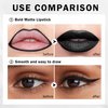 UAOE Black Matte Lipstick Lip Liner Set Liquid Lipstick High Pigmented Long Lasting Waterproof Goth Makeup Halloween Lip Gloss Lip Stain for Cosplay Gothic Rock Style