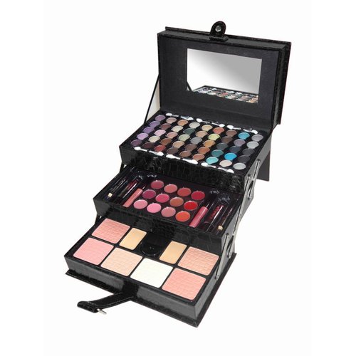 Cameo Matte All-in-one Makeup Kit, Crocodile Leather, Black