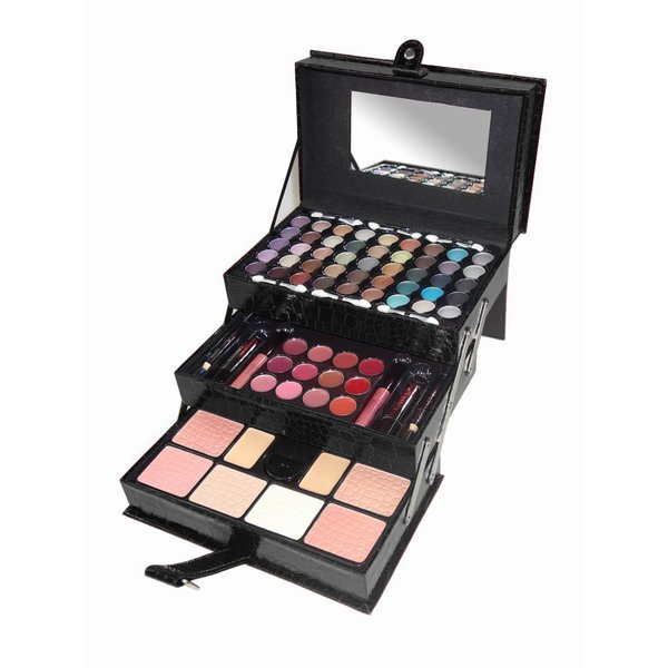 Cameo Matte All-in-one Makeup Kit, Crocodile Leather, Black