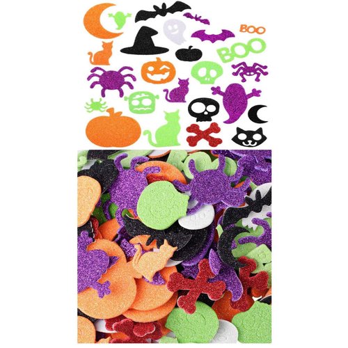 Halloween Foam Stickers Glitter Foam Stickers Self Adhesive Pumpkin Shape Stickers for Kid's Halloween Party Crafts,Trick or Treat,Funny Craft Stickers for Kids,100 Pieces