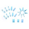 BABALAL Coffin Press on Nails Long Fake Nails Glossy Blue Glue on Nails Butterfly Ballerina Acrylic Nails 24Pcs Rhinestones Manicure Thanksgiving Stick on Nails for Women and Girls