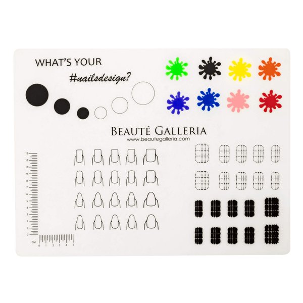 Beaute Galleria Rollable Silicone Nail Art Stamping Mat for Reverse Stamping, Nail Decals Practice Washable Mess-Free Manicure Mat